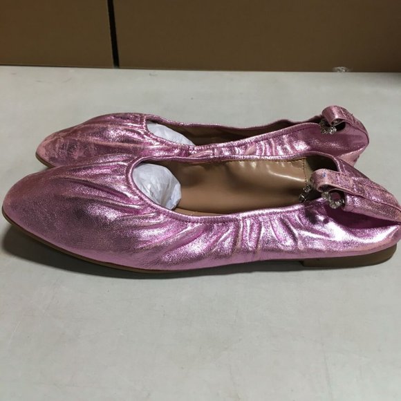 AEROSOLES RACHIE LILAC METALLIC LEATHER BALLET FLATS W/REMOVABLE ANKLE STRAP 9 - Picture 5 of 10